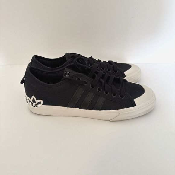Adidas Nizza Men’s 10 Oversize Heel Logo Core Black Gum Shoes Sneakers 3 Stripe main image 4